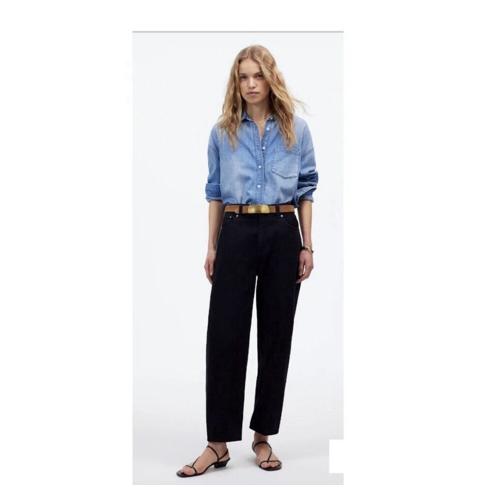 Madewell The Arc-Leg Jean Black Wash High Rise Tapered Barrel Leg Size 30 NEW